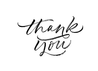 Thank you greeting ink brush vector calligraphy. Thank you handwritten lettering. Modern brush calligraphy, gratitude word.