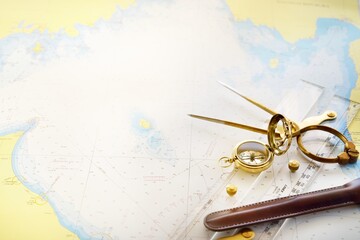 Retro styled golden compass (sundial), antique vintage W & HC 6