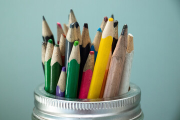 colored pencils in jar