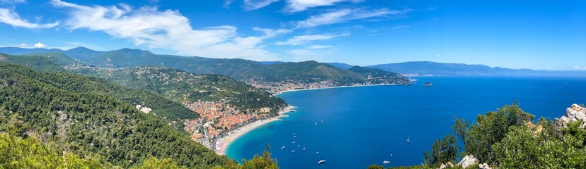 Overview of the Ligurian coast with Noli, Spotorno and Bergeggi, Liguria - Italy