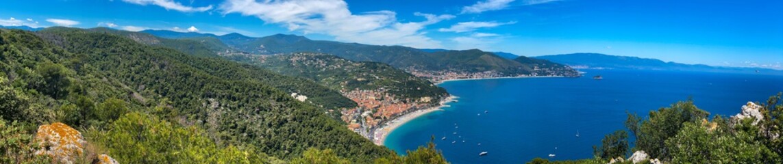 Fototapeta na wymiar Overview of the Ligurian coast with Noli, Spotorno and Bergeggi, Liguria - Italy