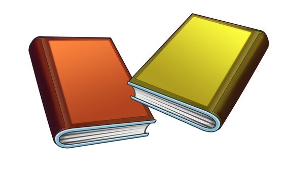 cartoon scene with pair of books on white background - illustration