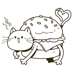 Cat burger doodle style vector