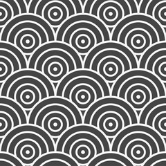 Seamless Simple Graphic Aqua Deco Texture. Repetitive Monochrome Vector Circular Grid Pattern. Continuous Linear Continuous Tile 