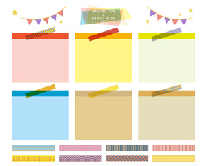 Obraz premium カラフルな付箋のセット 付箋紙 フラグ マスキングテープ