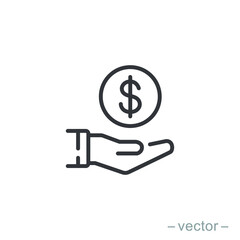 Save money icon symbol vector on white background. Line Style. EPS 10.
