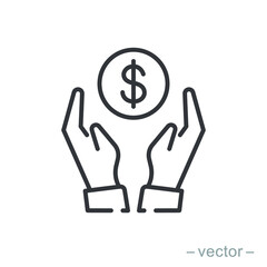 Save money icon symbol vector on white background. Line Style. EPS 10.