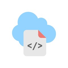 Cloud computing with html file. Cloud programming icon illustration.