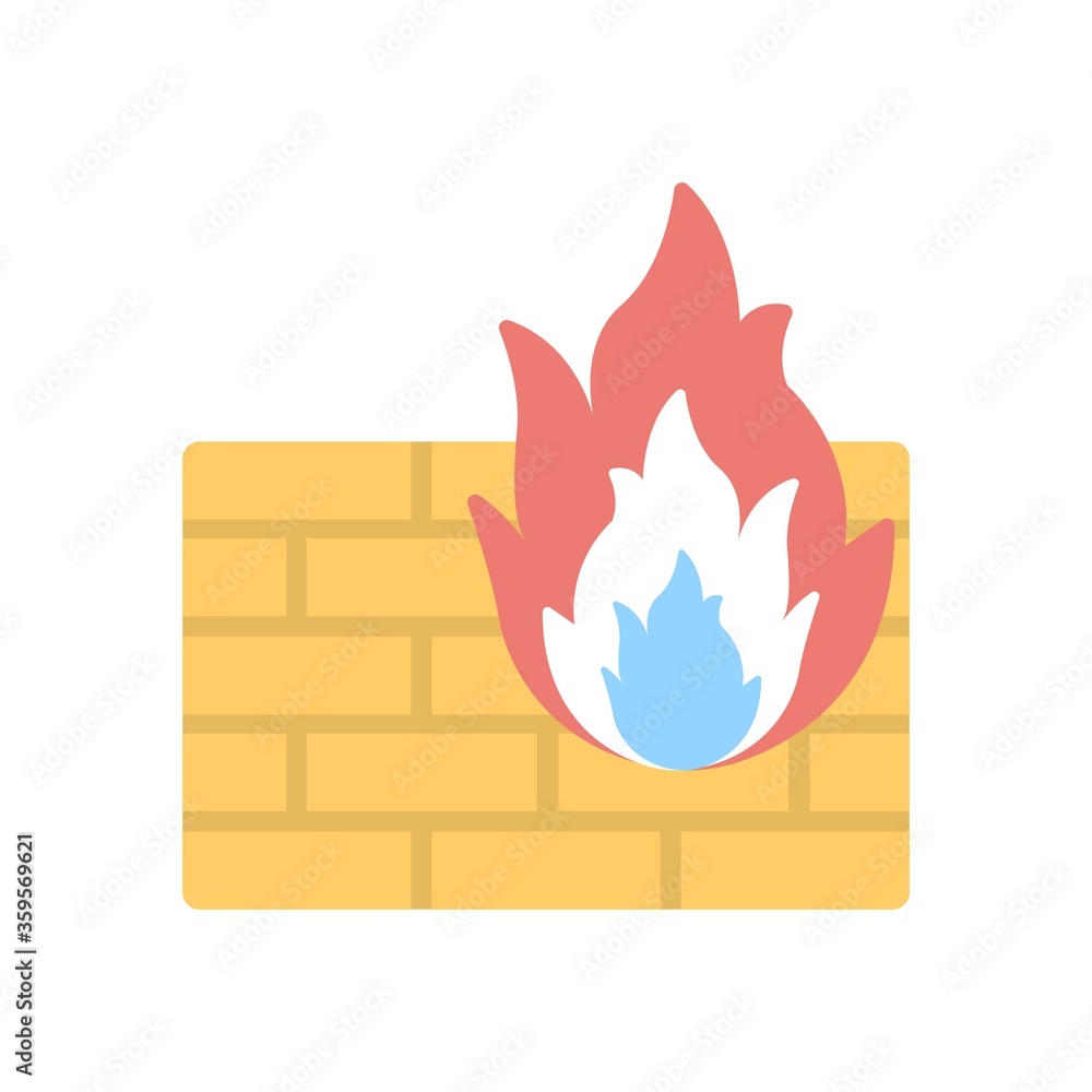 Poster firewall icon illustration in flat design style. computer network security symbol.
