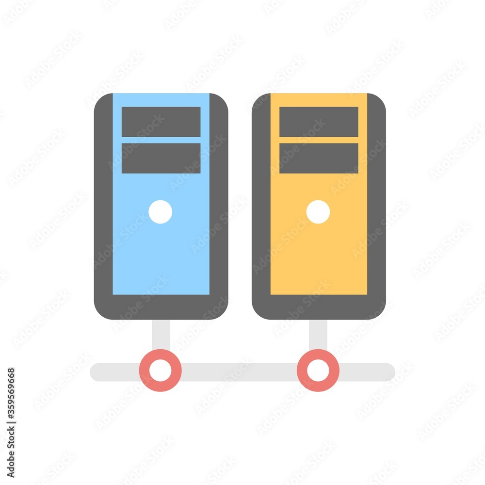 Poster computer server network icon illustration in flat design style.