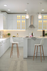 Modern kitchen with stylish furniture. Interior design