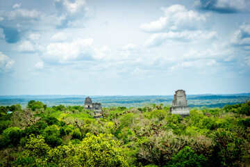 Fototapeta na wymiar Tikal Temple, Temple of Jaguar, Temple of the Sun God in Guatemala.