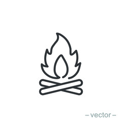 Bonfire icon, campfire, thin line symbol on white background - editable stroke vector illustration eps 10