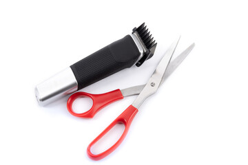 hair cutting tools for a home haircut, electric clipper and scissors