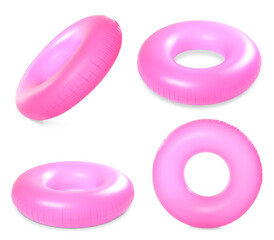 Set with bright inflatable rings on white background © New Africa