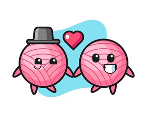Yarn ball couple cartoon fall in love