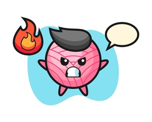Yarn ball cartoon with angry gesture