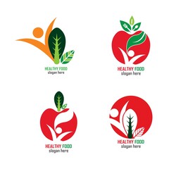 Fototapeta premium Healthy Food Logo Design Template icon illustration 