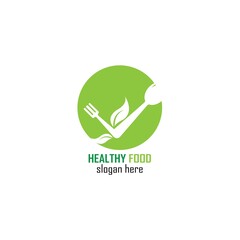 Healthy Food Logo Design Template icon illustration
