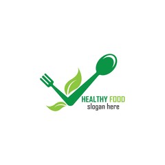 Healthy Food Logo Design Template icon illustration
