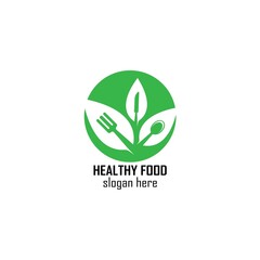 Healthy Food Logo Design Template icon illustration
