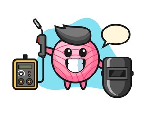 Yarn ball cartoon as a welder