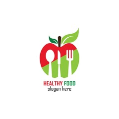Healthy Food Logo Design Template icon illustration
