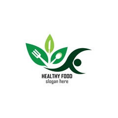 Healthy Food Logo Design Template icon illustration
