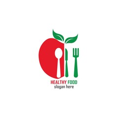 Healthy Food Logo Design Template icon illustration
