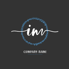 I M IM Initial handwriting and signature logo design with circle. Beautiful design handwritten logo for fashion, team, wedding, luxury logo.