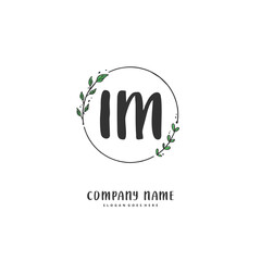I M IM Initial handwriting and signature logo design with circle. Beautiful design handwritten logo for fashion, team, wedding, luxury logo.