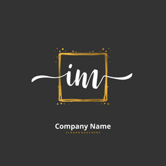 I M IM Initial handwriting and signature logo design with circle. Beautiful design handwritten logo for fashion, team, wedding, luxury logo.