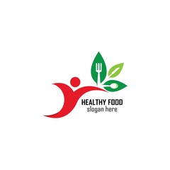 Healthy Food Logo Design Template icon illustration
