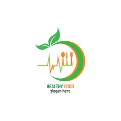 Healthy Food Logo Design Template icon illustration
