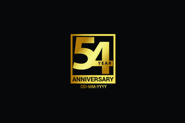 Obraz premium 54 years anniversary celebration logotype. anniversary logo with golden and Spark light white color isolated on black background, vector design for celebration, invitation and greeting card-Vector