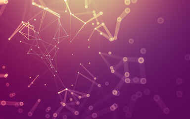 Abstract background. Molecules technology with polygonal shapes, connecting dots and lines. Connection structure. Big data visualization.