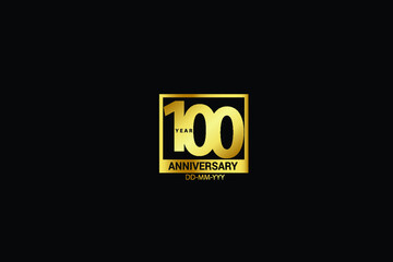 100 years anniversary celebration logotype. anniversary logo with golden and Spark light white color isolated on black background, vector design for celebration, invitation and greeting card-Vector