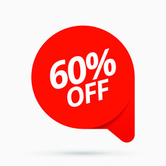 Sale of special offers. Discount with the price is 60. An ad with a red tag for an advertising campaign at retail on the day of purchase. vector illustration. EPS 10