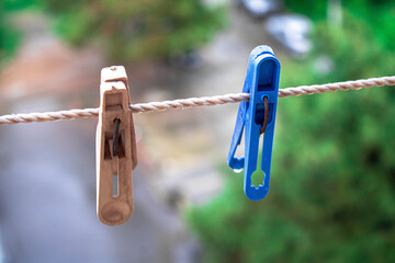 Clothespins on a rope