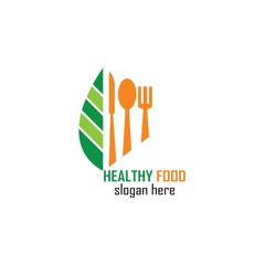 Healthy Food Logo Design Template icon illustration
