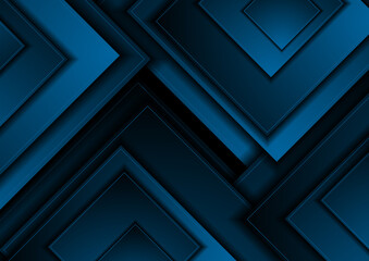 Dark blue squares geometric material abstract background. Corporate vector design