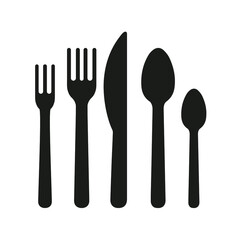 Cutlery silhouettes. Spoon, knife, forks. Ready to use vector elements