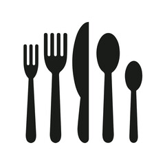 Cutlery silhouettes. Spoon, knife, forks. Ready to use vector elements