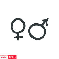 Gender. Man and Woman icon template color editable. Male and Female symbol vector sign isolated on white background illustration for graphic and web design.