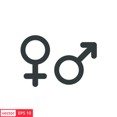 Gender. Man and Woman icon template color editable. Male and Female symbol vector sign isolated on white background illustration for graphic and web design.