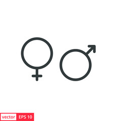 Gender. Man and Woman icon template color editable. Male and Female symbol vector sign isolated on white background illustration for graphic and web design.