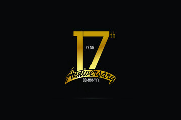 17 year anniversary celebration logotype. anniversary logo with golden color isolated on black background - Vector