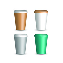 Set of paper Coffee Cups on transparent background vector image