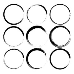 Set of grunge circle frames, vector illustration.