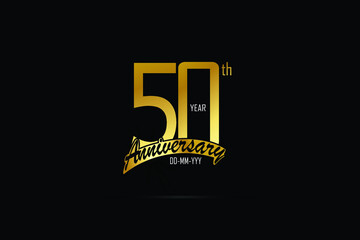 50 year anniversary celebration logotype. anniversary logo with golden color isolated on black background - Vector